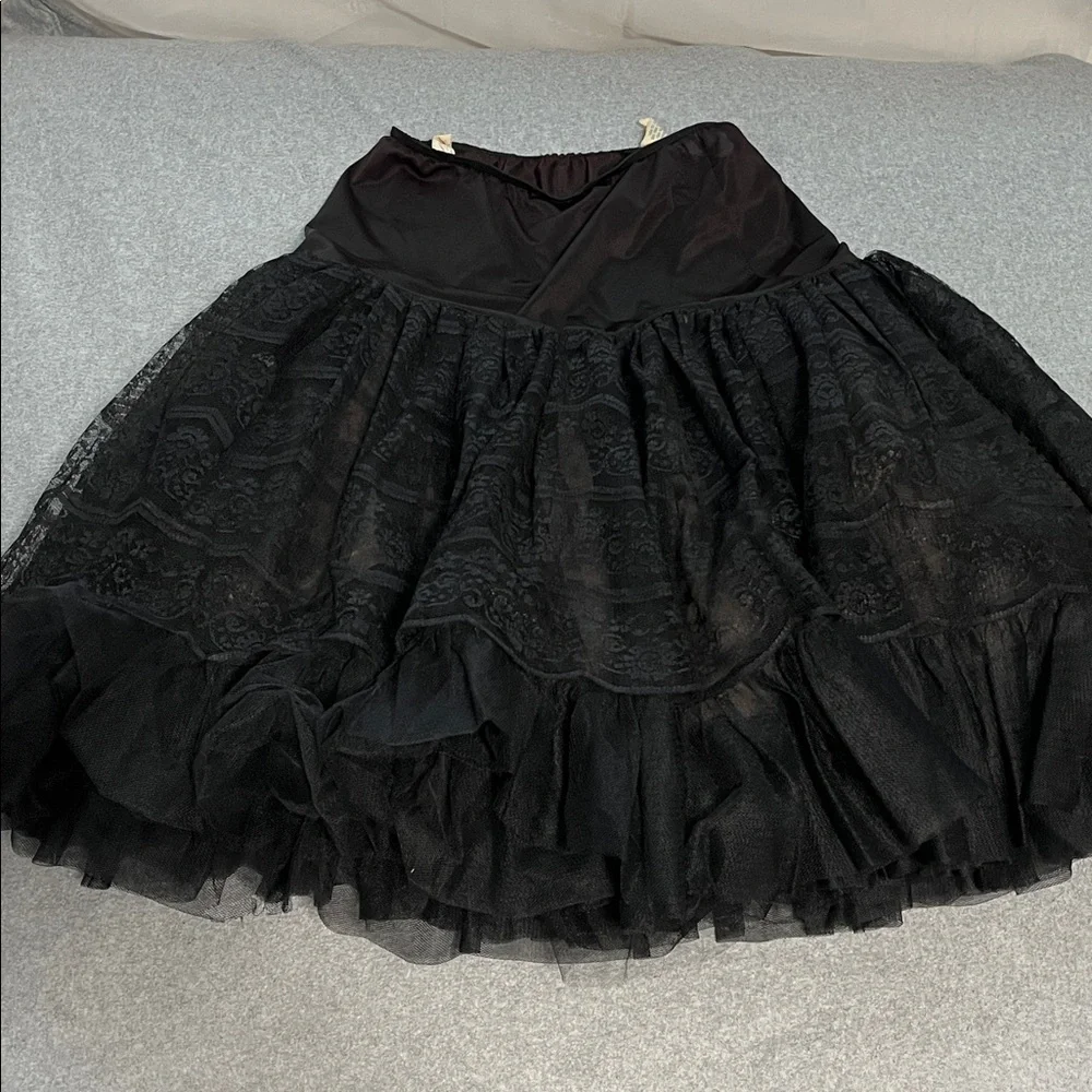 Vintage Hoops Slip Skirt Small Black Lace Tulle Whimsigoth Lolita Kawaii Cosplay